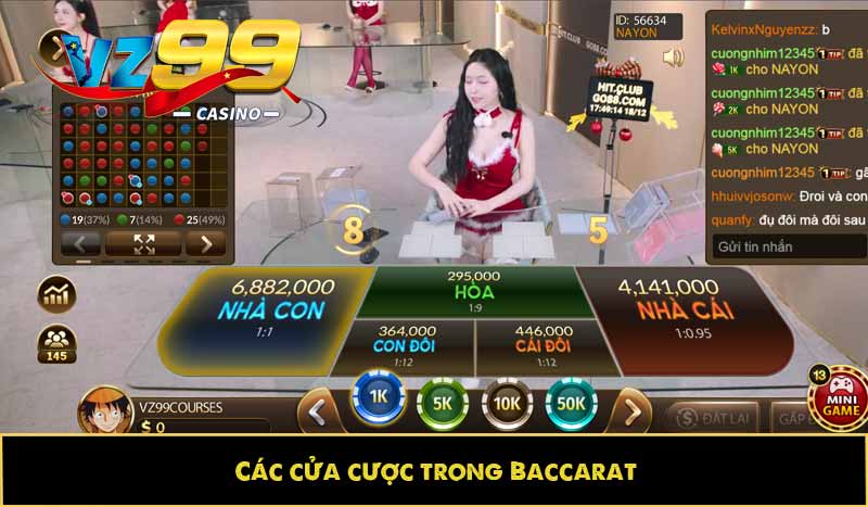 Baccarat - Trò chơi bài Casino đẳng cấp chơi trực tuyến 3 Các cửa cược trong Baccarat