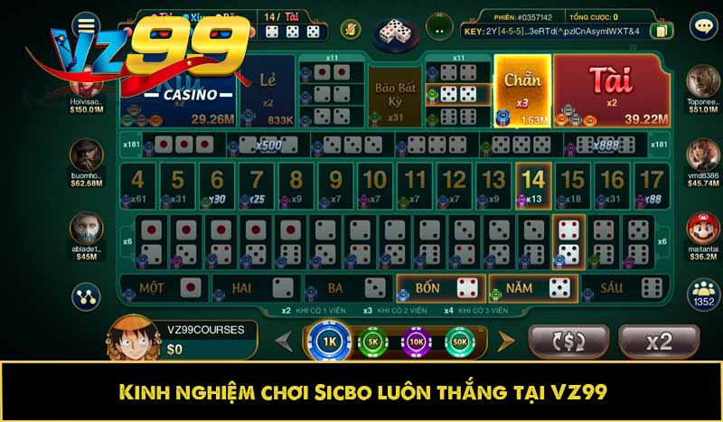 Sicbo là gì? Có bao nhiêu loại và kinh nghiệm chiến thắng 4 Kinh nghiệm chơi Sicbo luôn thắng tại VZ99